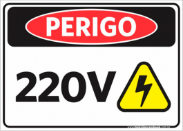 Sinalização Perigo 220V PVC ADESIVADO  4x0  Corte Reto Cód: 587904